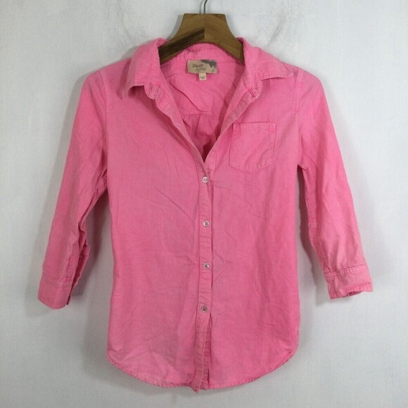 Elizabeth and James Cotton Button Up Zip Back Cohen Shirt Top Bright Pink Small - Picture 10 of 10